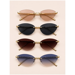 LENTES DE SOL SIN ARO CAT EYE DORADOS