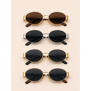 LENTES DE SOL OVALADOS METAL DORADO